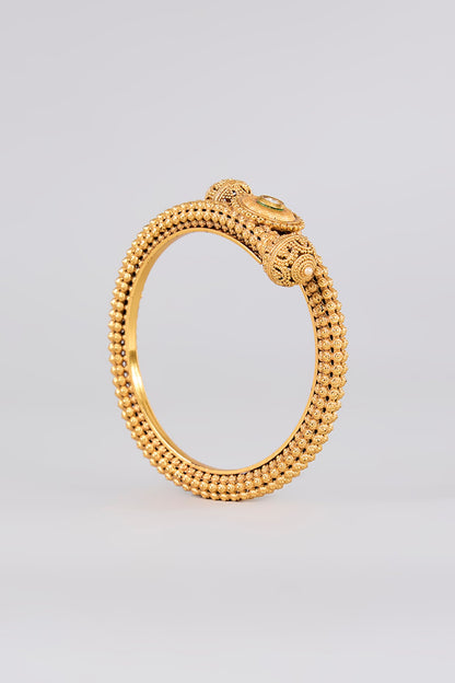 Gold Finish Kundan Polki Bangles (Set Of 2)