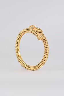 Gold Finish Kundan Polki Bangles (Set Of 2)