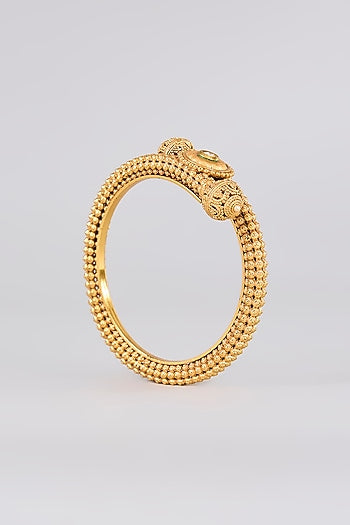 Gold Finish Kundan Polki Bangles (Set Of 2)