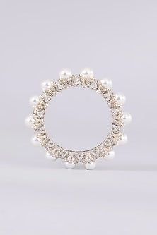 White Finish Kundan Polki Bangles (Set of 2)
