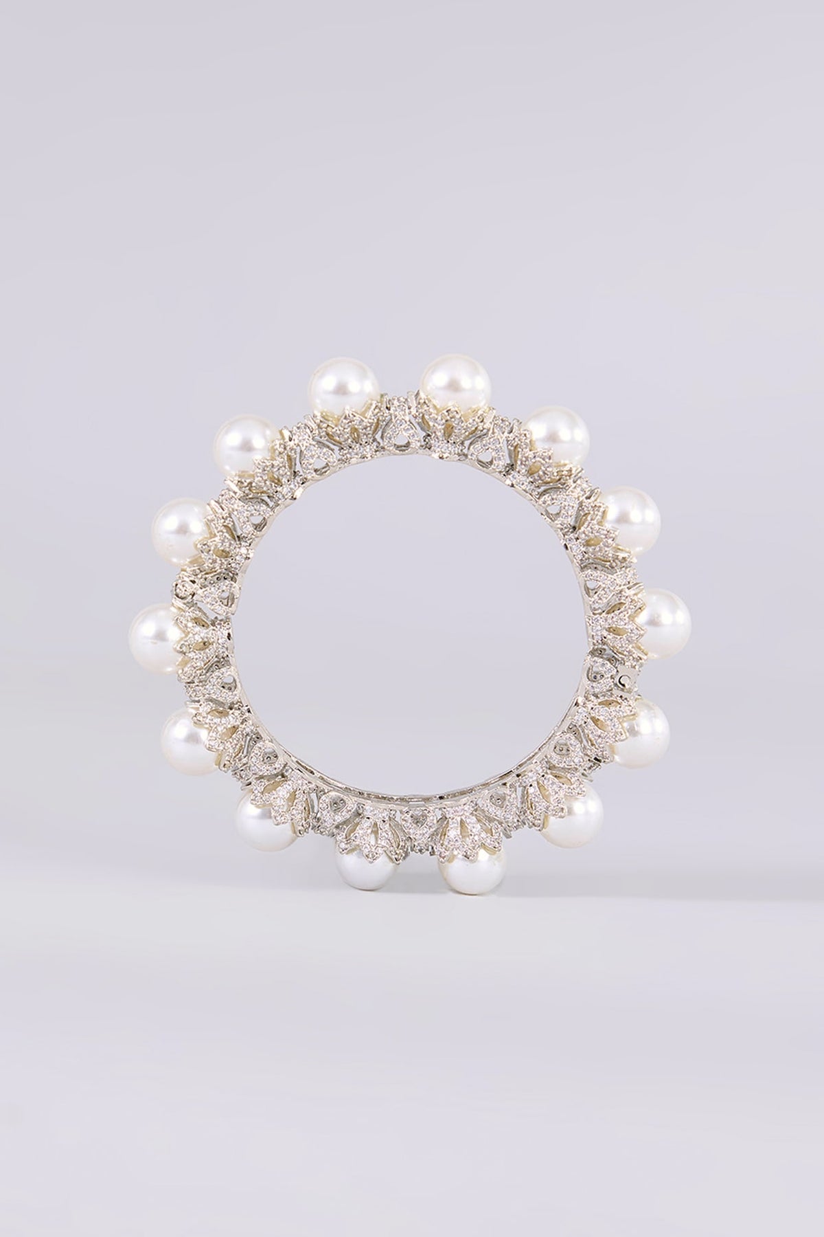 White Finish Kundan Polki Bangles (Set of 2)