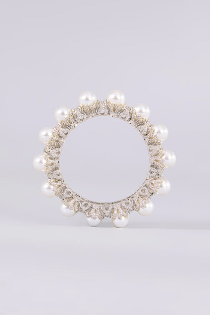 White Finish Kundan Polki Bangles (Set of 2)