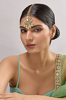 Gold Finish Kundan Polki Maangtikka