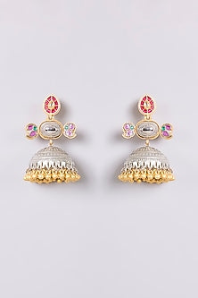 Two-Tone Multi-Colored Stone Dangler Earrings