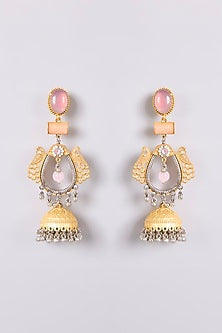 Two-Tone Multi-Colored Stone Chandbali Earrings