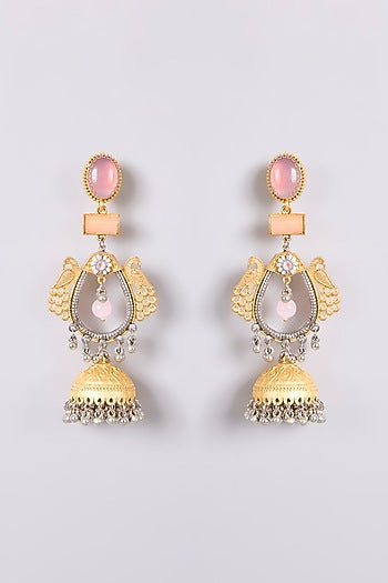 Two-Tone Multi-Colored Stone Chandbali Earrings