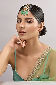 Gold Finish Kundan Polki Maangtikka