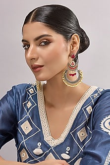 Two-Tone Finish Multi-Colored Stone Chandbali Earrings