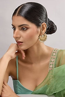 Two-Tone Finish Multi-Colored Stone Chandbali Earrings