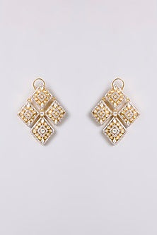 Two-Tone Finish Multi-Colored Stone Dangler Earrings