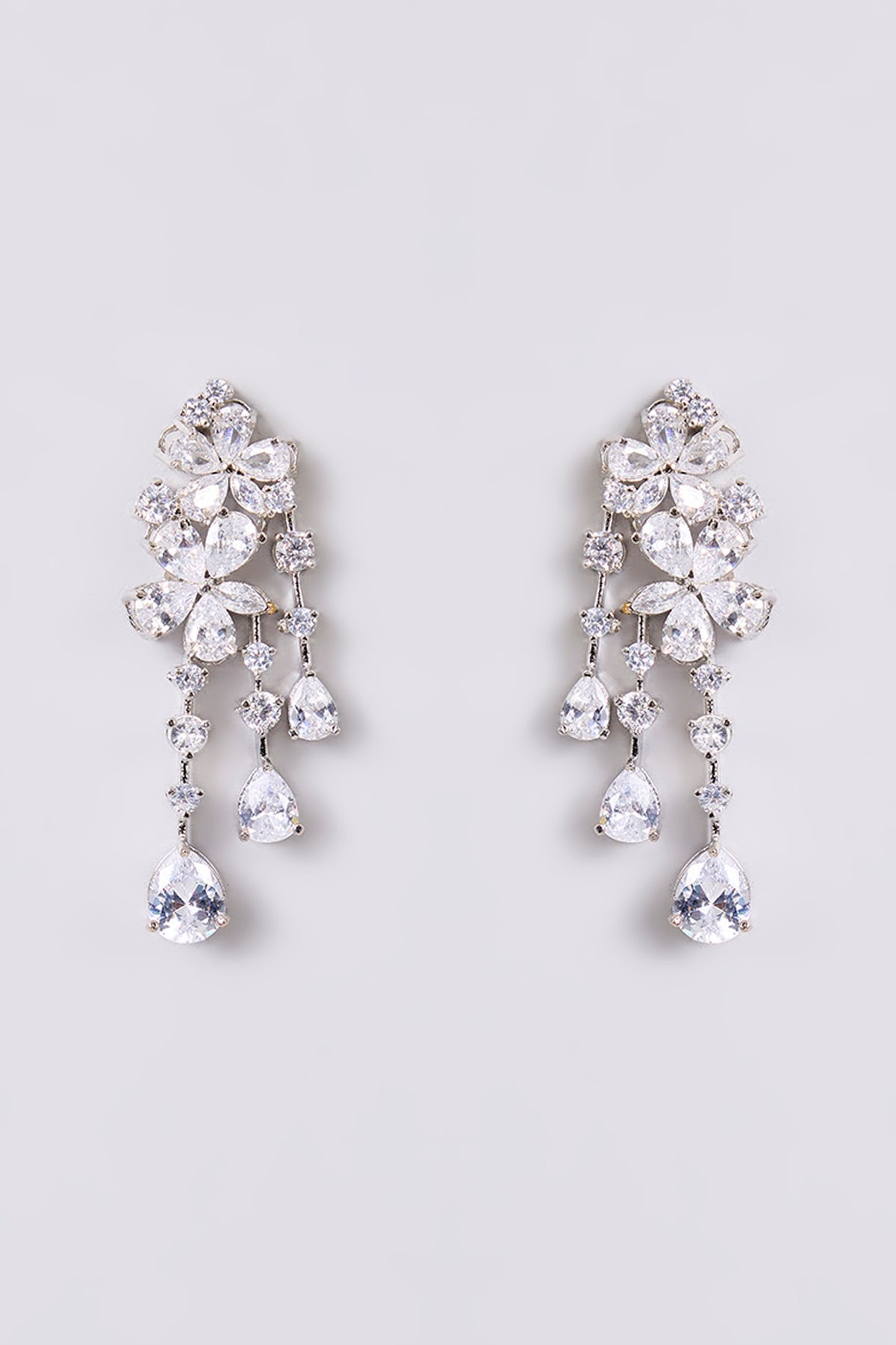Two-Tone Finish Multi-Colored Stone Dangler Earrings