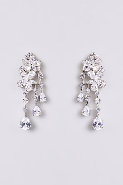 Two-Tone Finish Multi-Colored Stone Dangler Earrings