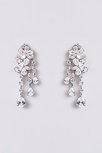 Two-Tone Finish Multi-Colored Stone Dangler Earrings
