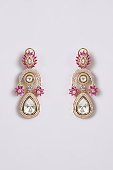 Two-Tone Finish Multi-Colored Stone Dangler Earrings