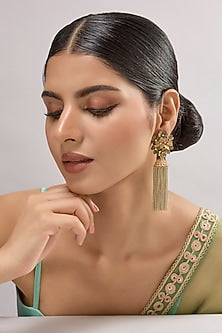 Two-Tone Finish Multi-Colored Stone Dangler Earrings