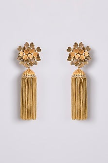 Two-Tone Finish Multi-Colored Stone Dangler Earrings