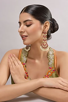 Two-Tone Finish Multi-Colored Stone Chandbali Earrings