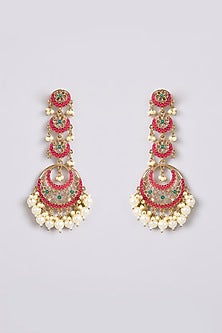 Two-Tone Finish Multi-Colored Stone Chandbali Earrings