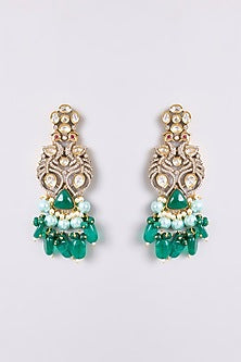 Two-Tone Finish Kundan Polki & Green Stone Necklace Set