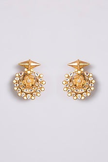 Two-Tone Finish Multi-Colored Stone Chandbali Earrings