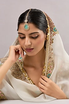 Gold Finish Kundan Polki Maangtikka