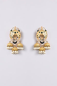 Two-Tone Finish Multi-Colored Stone Chandbali Earrings