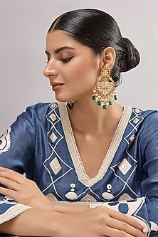 Two-Tone Finish Multi-Colored Stone Chandbali Earrings