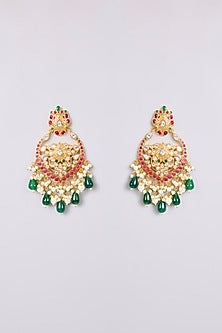 Two-Tone Finish Multi-Colored Stone Chandbali Earrings
