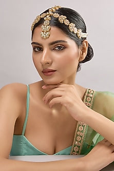 Gold Finish Kundan Polki Mathapatti