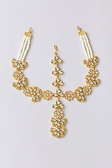 Gold Finish Kundan Polki Mathapatti