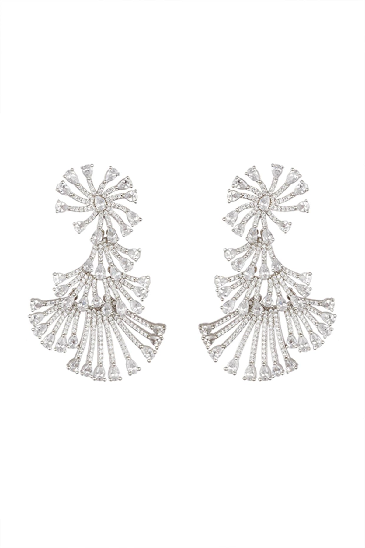 Silver Finish Diamond Earrings