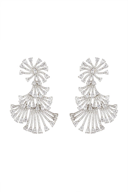 Silver Finish Diamond Earrings