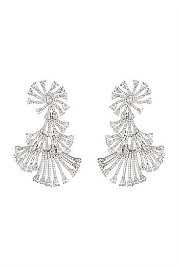 Silver Finish Diamond Earrings