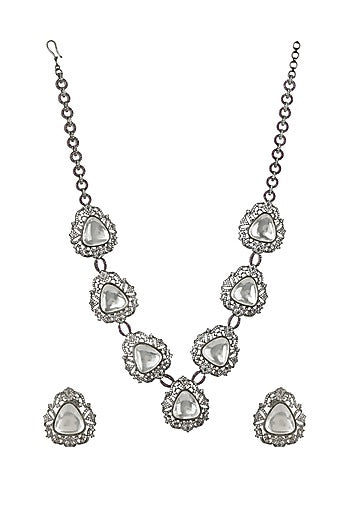 Oxidized Silver Finish Necklace Set