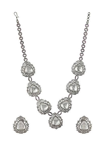 Oxidized Silver Finish Necklace Set