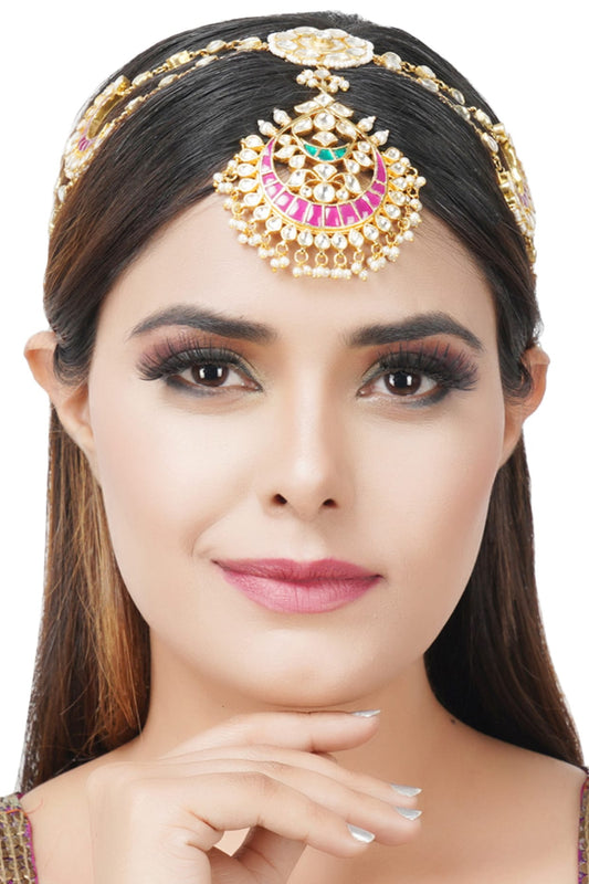 Gold Plated Kundan Headband