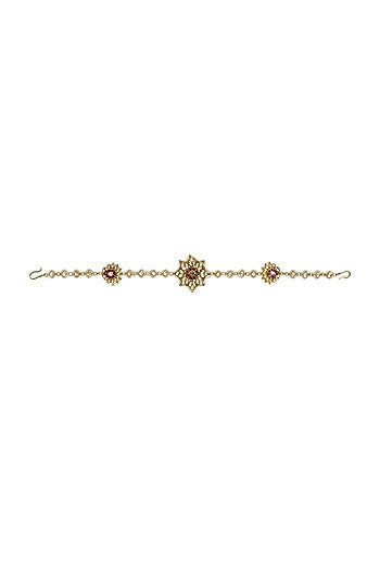 Gold Plated Headband With Kundan Polki