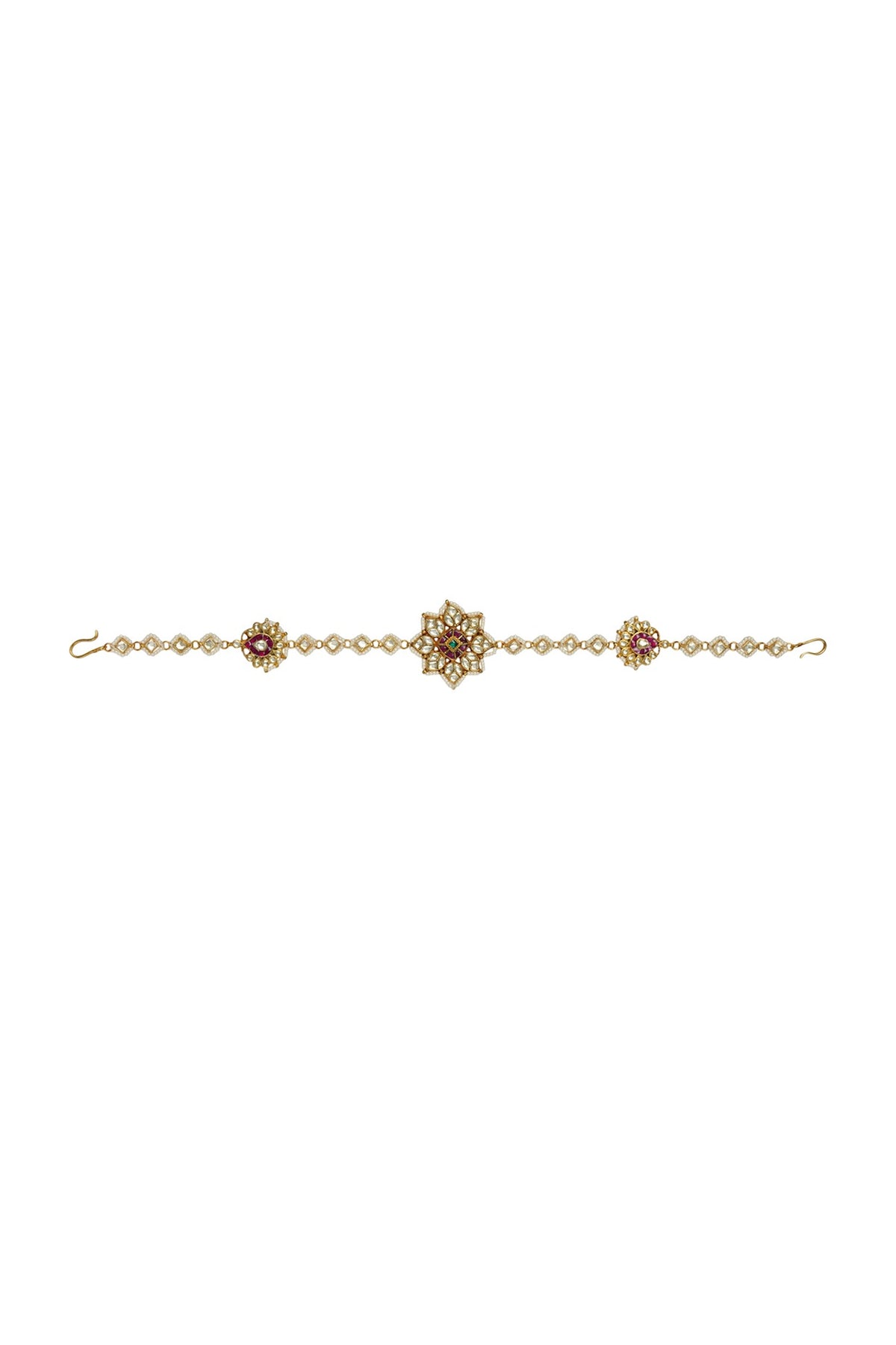 Gold Plated Headband With Kundan Polki