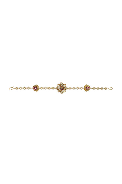 Gold Plated Headband With Kundan Polki