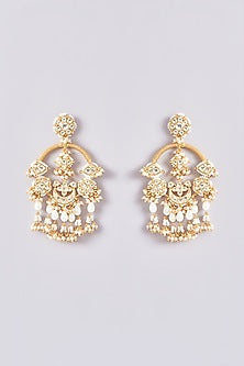 Gold Plated Kundan Polki & Handcrafted Stones Chandbali Earrings