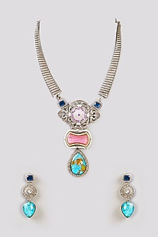 Gold Finish Green Kundan Polki Long Necklace Set