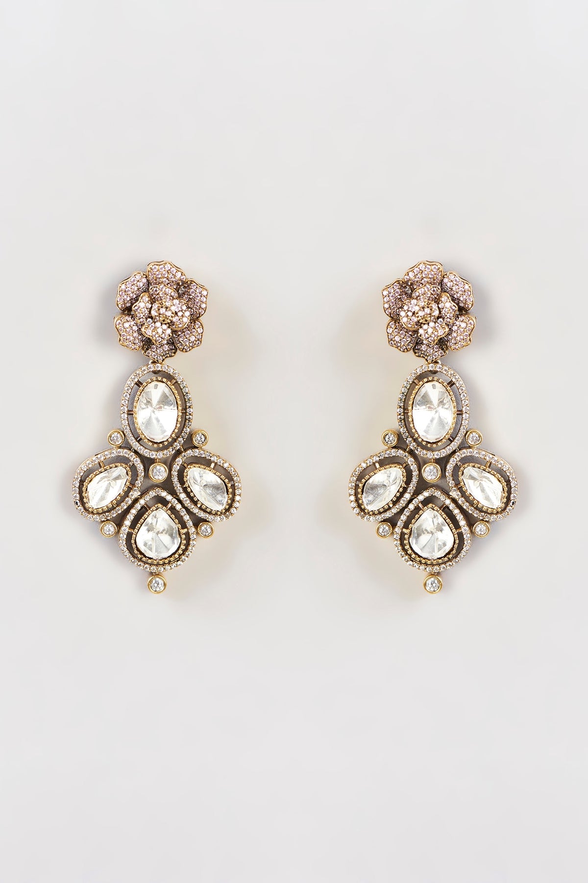 Gold Finish Kundan Polki Necklace Set
