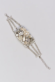 Gold Finish Kundan Polki Floral Openable Bangle