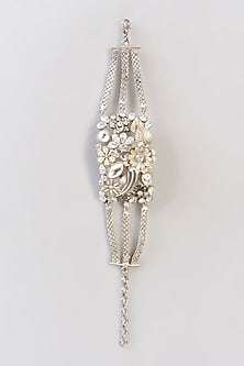 Gold Finish Kundan Polki Floral Openable Bangle