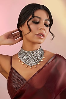 Two-Tone Finish American Diamond & Zircon Necklace Set