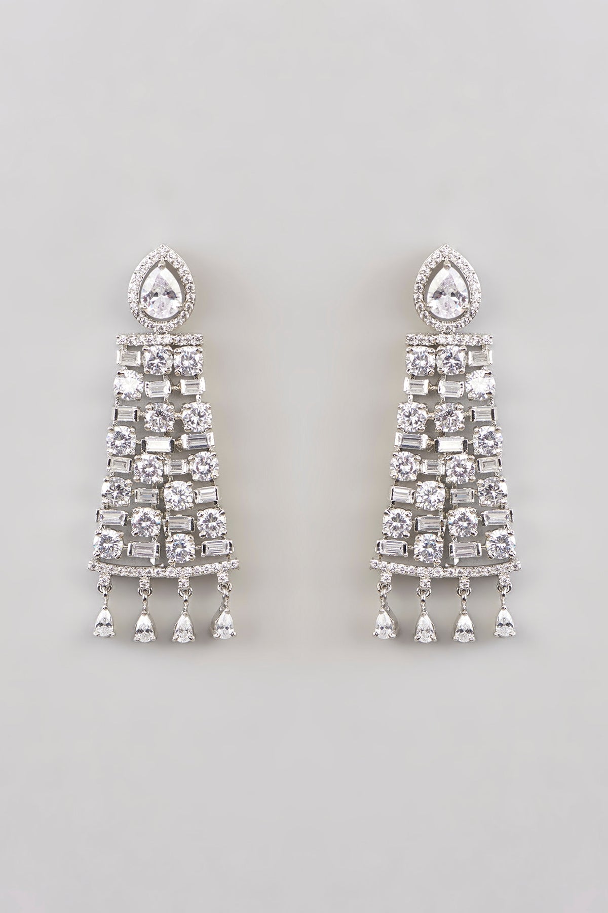 White Rhodium Finish American Diamond & Zircon Necklace Set
