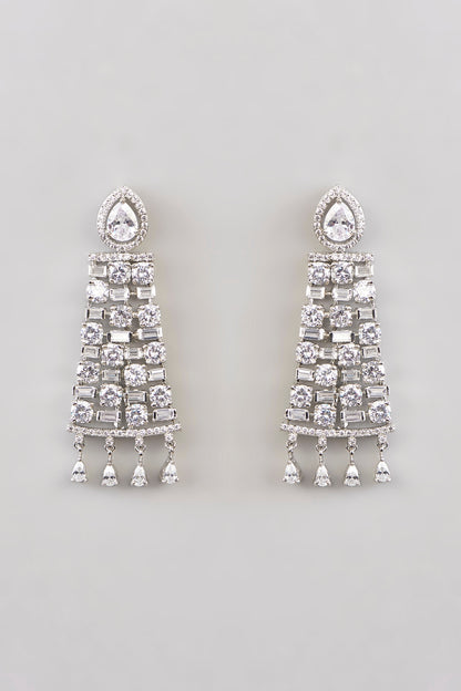 White Rhodium Finish American Diamond & Zircon Necklace Set