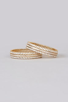 White Rhodium Finish American Diamond Bangles (Set of 2)