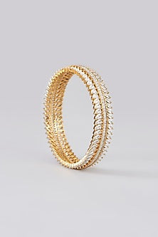 White Rhodium Finish American Diamond Bangles (Set of 2)