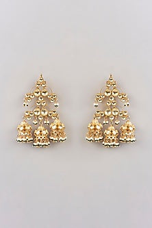 Gold Plated Kundan Polki Chandbaali Earrings